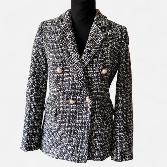 Nanette leopore Tweed double breasted blazer sz 4 coquette feminine academia - Picture 5 of 8
